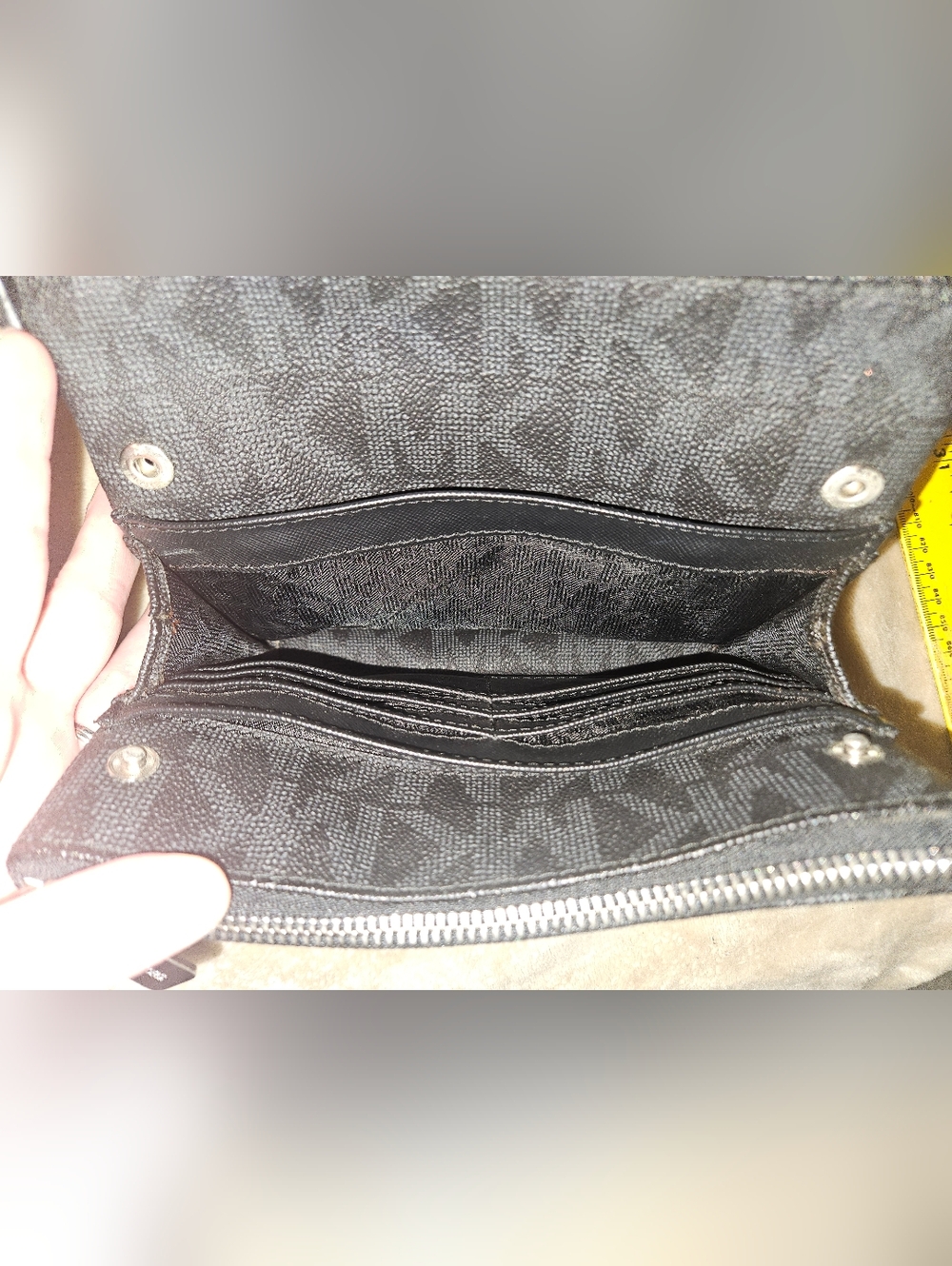Small Michael Kors Black Leather Crossbody with Silver Logo Accent - Picture 4 of 16